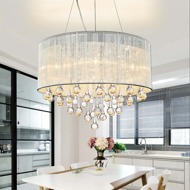 Possin Euro Jolie Sliver Fabric Crystal Ceiling Lights for Hotel Living Room Bedroom (WH-CA-04)