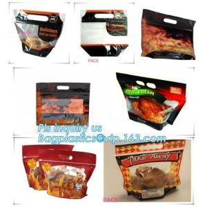 Fresh Chicken Packing Bag, standing up hot roast chicken bag with handle,