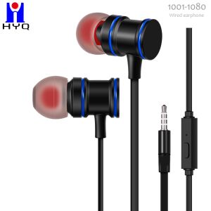Black Stereo Metal Wired Earphones Super Bass Headphone
