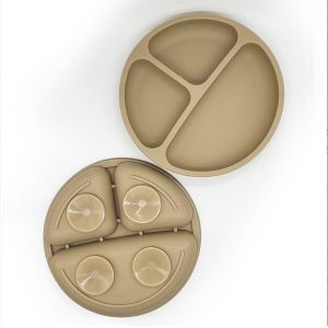 BPA Free Silicone Non-Slip Baby Dinner Plate with Suction Cup and Food Grade