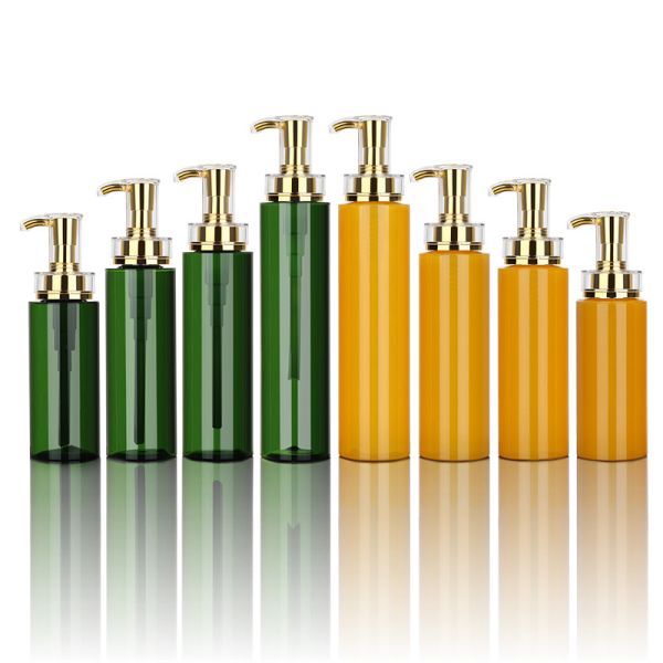 500ml Plastic Empty Body Wash Clear Lotion Goldpump Shampoo Bottle Packaging