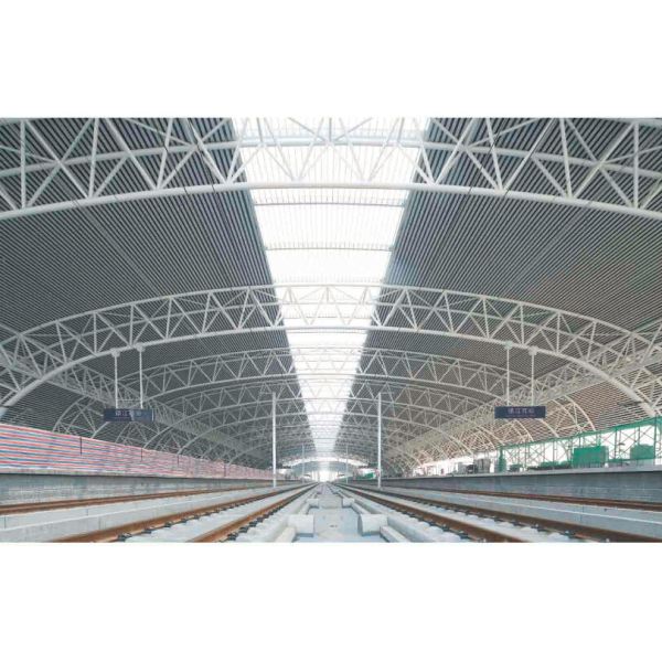 Prefabricated Modern Industrial Steel Buildings , Wide Span Railway Station Tube