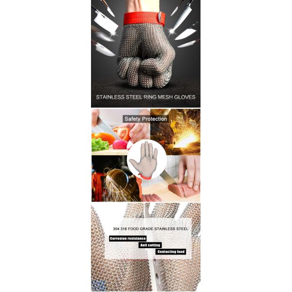 Stainless Steel PPE Safety Gloves , Protective Cutting Gloves Mesh Convenient Cleaning