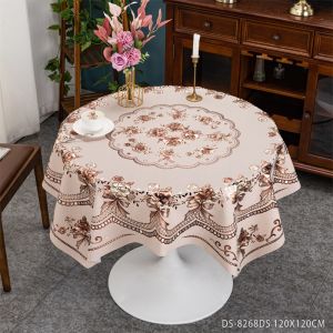 Oil-Proof PVC Round Plaid Tablecloth for 10-Person White Round Table Classic