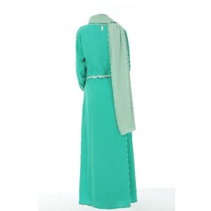 Long Sleeve Relaxed Ankle Maxi Dress Round Neck With Polyester