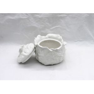 White Ceramic Kitchen Canisters Handmade Vegetable Design Cabbage Food Container