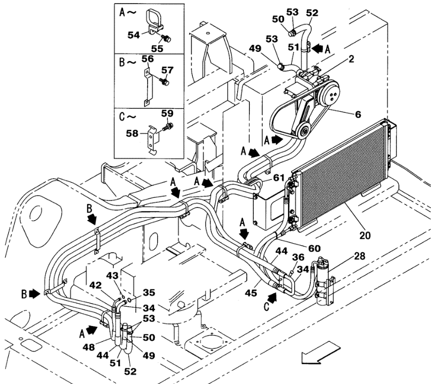 KHR10550 Belt CASE Excavator Air Conditioning Parts Fitting For CX210B CX240B