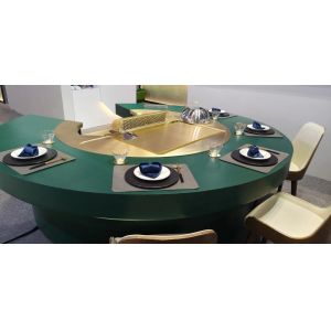 9 Seats Fan Shape Teppanyaki Grill Table with 20mm Thick Food-Grade Alloy Steel