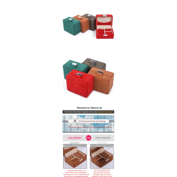 Handmade Custom Logo Velvet Jewelry Box for Travel Necklace and Ring Storage