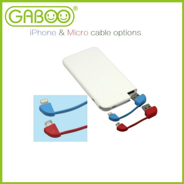 HG-C0402 power bank with detachable micro cable or detachable iPhone 6 cable
