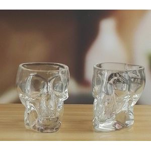 Machine Made Embossed Skull 1.5 Oz Shot Glasses
