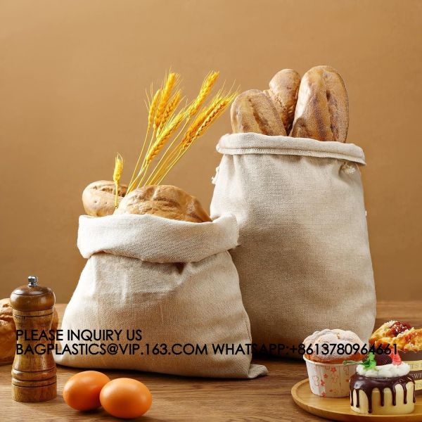 Burlap Linen Bread Bag Cloth Bread Bags, Linen Bread Bags Large Reusable Bread Bags For Homemade Bread Sourdough