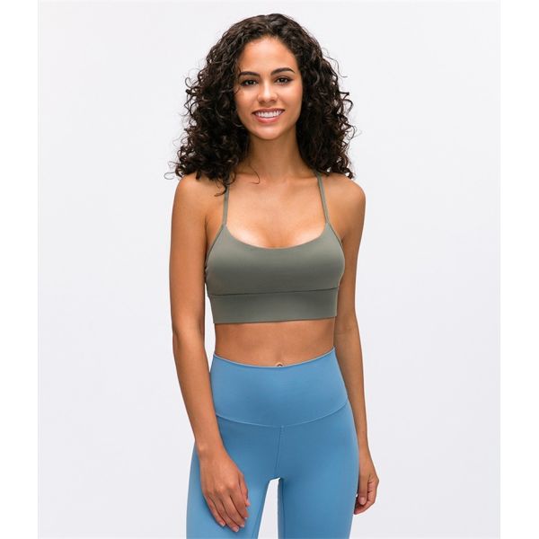Flow Y Back Solid Color Sports Bra Pro Skin Widened Hem For Running Yoga Gym