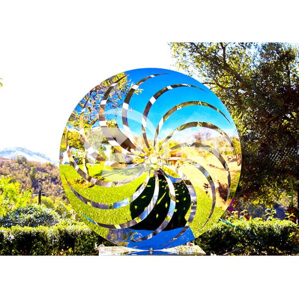 Buy ODM Mirror Polished Garden Stainless Steel Windmill Art Sculptures at wholesale prices
