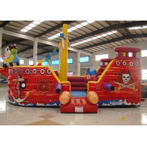 Double Stitching Pirate Bounce House , Pirate Ship Inflatable Bouncer