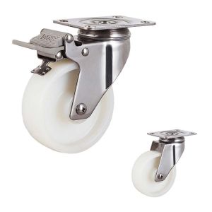 130kg 125mm Nylon Rigid 304 Stainless Steel Casters Medium Duty
