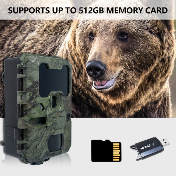 Outdoor Wildlife Hunting Camera up to 512GB Storage 32MP 4K at 30fps KW866 0.25s Response Speed Deer Hunting Camera