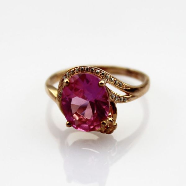 Women Jewelry 925 Silver Ring with 8mmx10mm Oval Blue Topaz Cubic Zircon(F13)