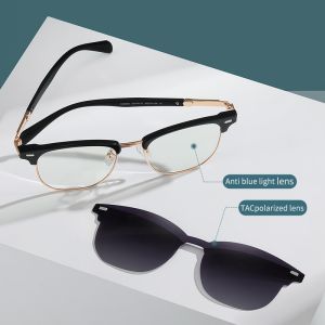 Two Purposes Clip On Magnetic Sunglasses Eyewear Unisex Polarized