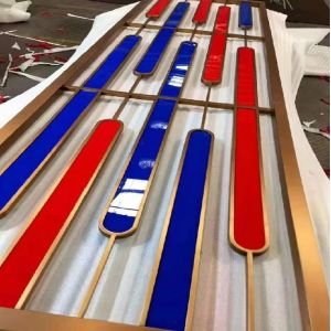 Indoor decorative stainless steel frame with marble board partition movable