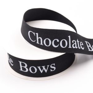 Embossed Hot Stamping Grosgrain Ribbon Logo For Chocolate