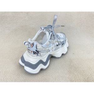 Heightening Silver Casual Sneakers Thick Bottom Soft Comfortable Trainers