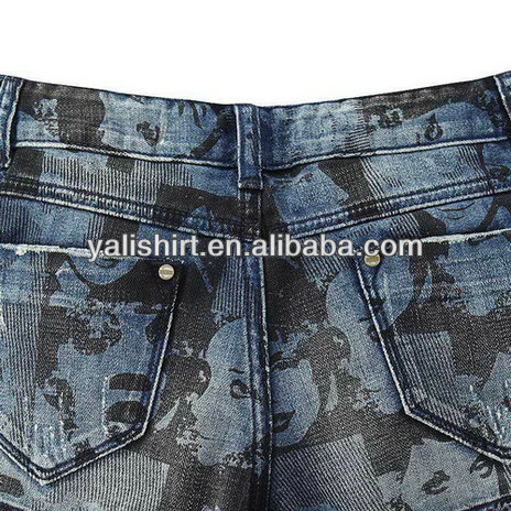 Fashion custom printing jeans sublimation women mini denim shorts