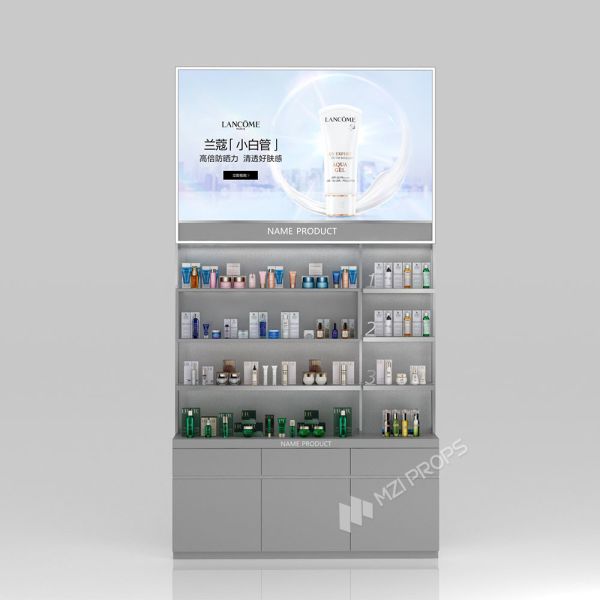 GDR02-BG01-28 Skincare Display Cabinet with 60mm Soft Film Light Box and Flash