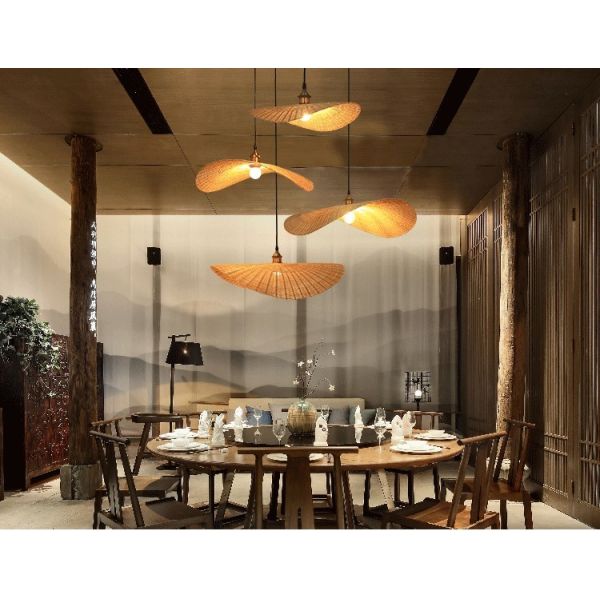 Chinese Hand Knitted Bamboo Pendant Lights Weaving Hanging Lamp Garden Restauran bamboo chandelier(WH-WP-26)