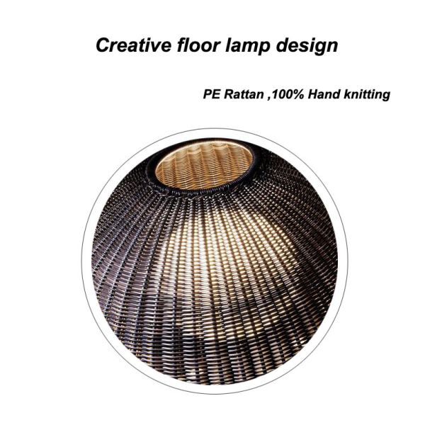 Modern Outdoor Rattan Floor Lamp IP44 Waterproof For Hotel Decoration