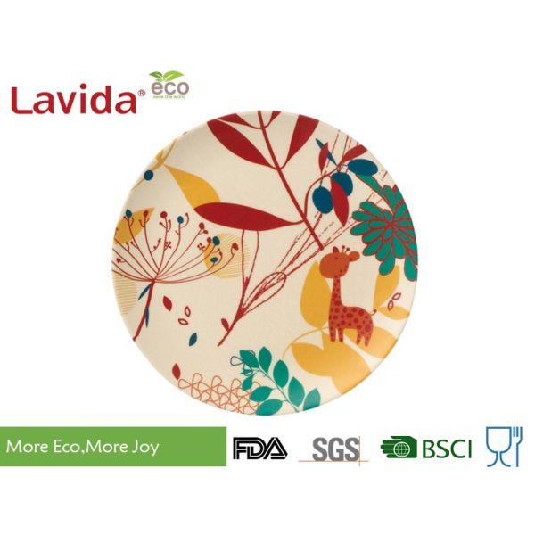 Buy Light Weight 20cm Bamboo Fibre Plates , Customized Printing Bamboo Melamine Plates at wholesale prices