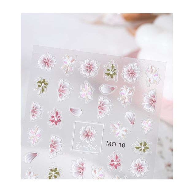 5g Tulip Bunny Nail Enhancement Stickers with Adhesive Backing in Hollow Relief Design