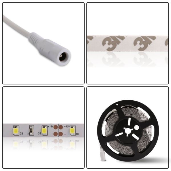 LED Strip Light, SMD2835, Non-waterproof, DC12V 300 LEDs 16.4 Ft, 15LM/LED CRI80, White 6000K