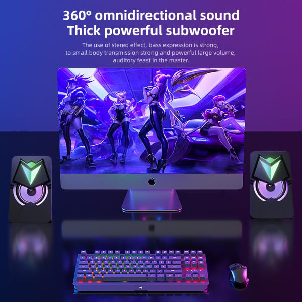 Omidirectional Sound 2.0 Music Speakers RGB Desk Speakers For Laptop OEM