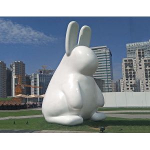 Creative Cute Metal Rabbit Sculpture White Stainless Steel Baking Varnish