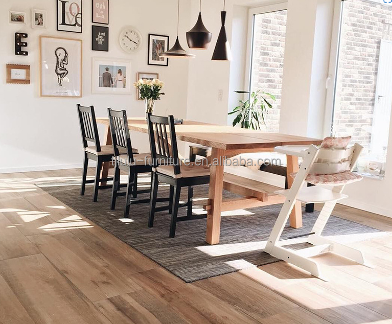 Nordic Style Rectangular Dining Table for Hotel and Restaurant Solid Wood Material Included