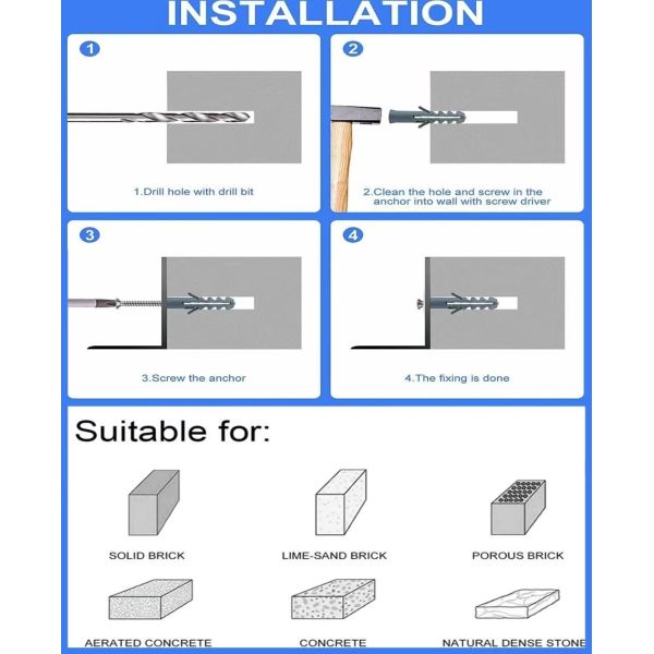 10mm ISO Expansion Plastic Wall Plug Screw For Household