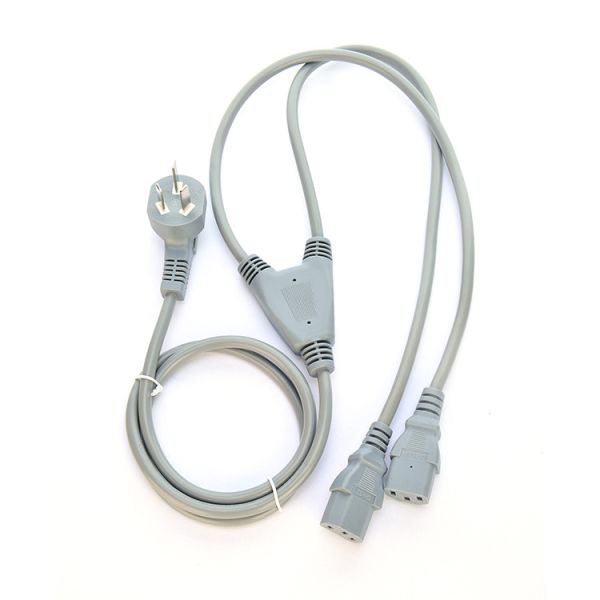 Commercial Grade CCC Certificated Computer Power Cord Y Splitter 3C Plug with 2