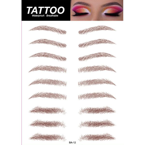 Custom 6D Waterproof Immerse-in-Water Embroidery Temporary Fashionable Natural Simulation Eyebrow Tattoo Stickers Paper for Face