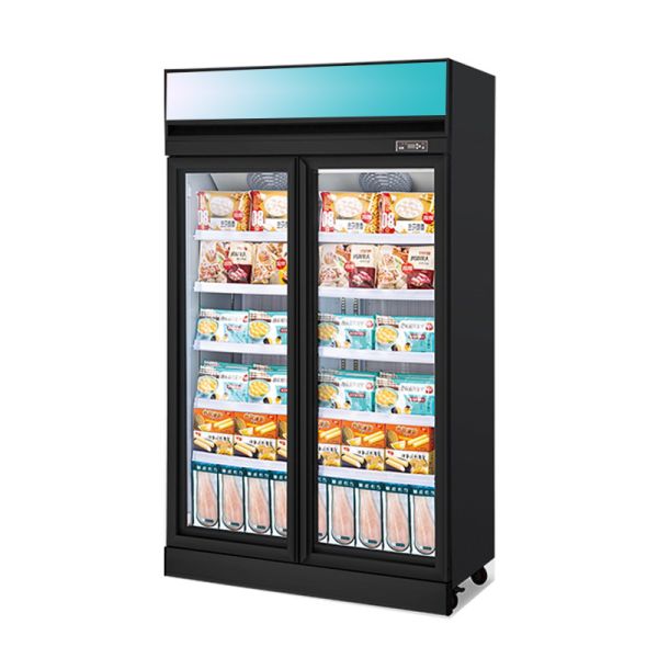 Supermarket Showcase Vertical Refrigerated Commercial Fridge Glass Door Showcase