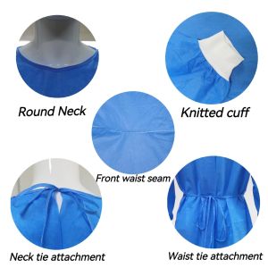 Protective Surgical Gown with Knitted Cuffs Soft Anti Static Fabric VPT-501 Neck