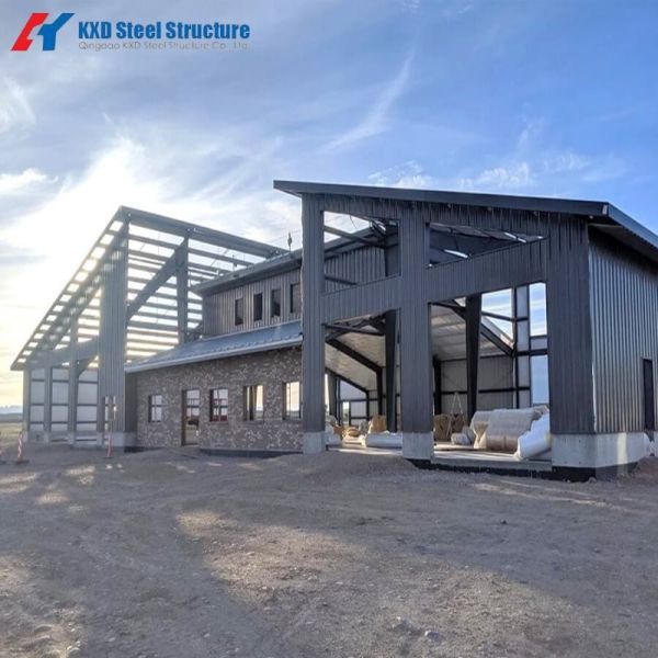 Interior view of steel structure warehouse showing spacious layout