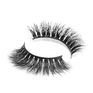 Wispy Fluffy False Eyelashes , 16mm Faux Fur Lashes Natural Black