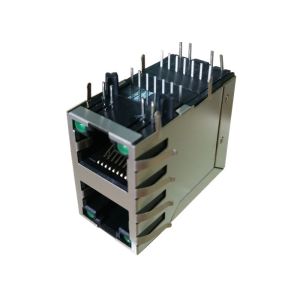 2x1 Gigabit Magjack With LED 0843-2B1T-33 Stacked Rj45 Modular Jack Connectors