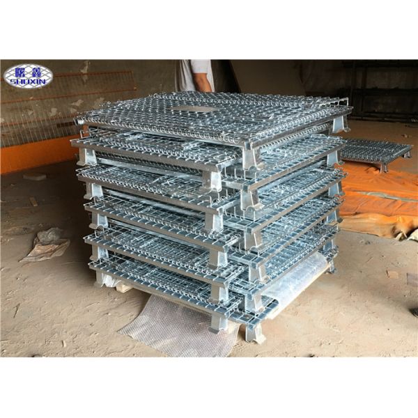 Rigid Mesh Metal Pallet Cage Collapsible Hot Dipped Galvanized Steel Wire