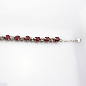 Sterling Silver Created RUBY Clear CZ Diamonds Tennis Bracelet(B02RUBY)