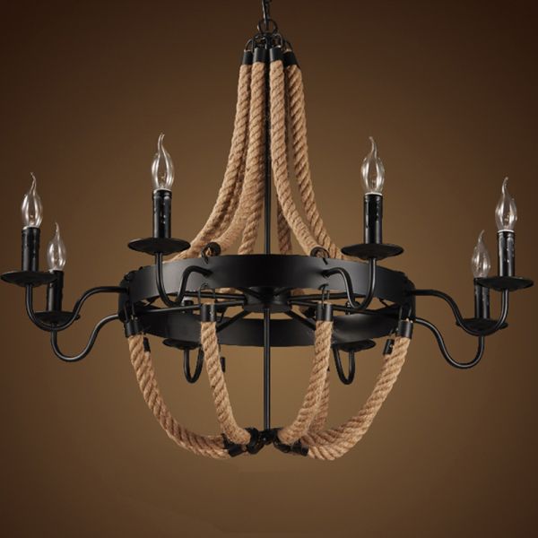 Max 60W 240V Loft Industrial Retro Vintage Rope Pendant Light