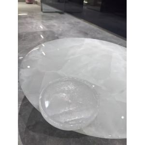 Brazilian Blanco Cristallo Marble End Table Moisture Resistant For High End