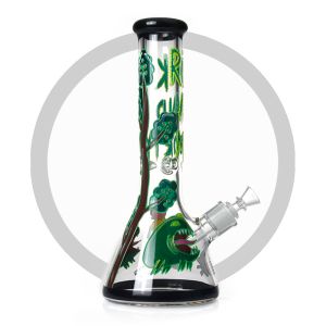 13.5 Inch Rick And Morty Bong 7mm Thick Glass Smoking Water Pipes Mixed Color