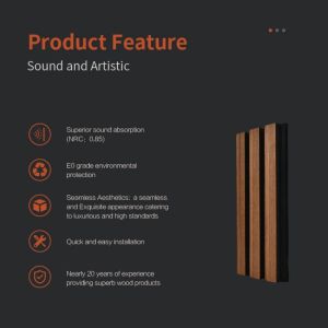 Veneer Finish Acoustic Wood Slat Panels With Felt Backing W600xL2400xT21mm